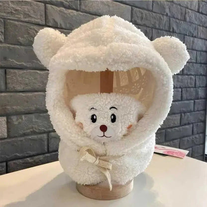 WarmieBear™ - 3-in-1 Plush Winter Hood – Ultra-Soft Hat, Scarf & Face Cover for Warm, Cozy Winter Days