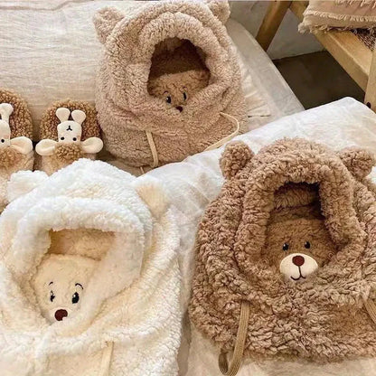 WarmieBear™ - 3-in-1 Plush Winter Hood – Ultra-Soft Hat, Scarf & Face Cover for Warm, Cozy Winter Days